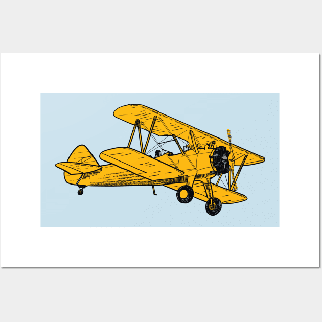 Orange biplane Wall Art by StefanAlfonso